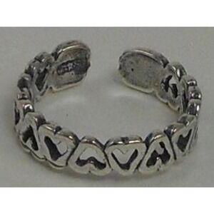 Vintage Sterling Silver Hearts Toe Ring - Handcrafted in Thailand, NOS 925